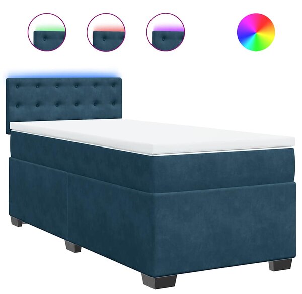 Box spring krevet s madracem plavi 80 x 200 cm baršunasti - Plava / 80 x 200 cm