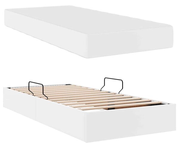 Krevet s madracem i skladištem s madracem 2 pcs Bijelo Koža - Bijela / 90 x 190 cm
