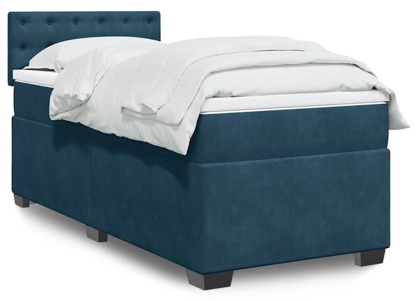 Box spring krevet s madracem plavi 80 x 200 cm baršunasti - Plava / 80 x 200 cm