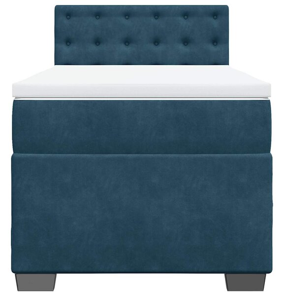 Box spring krevet s madracem plavi 80 x 200 cm baršunasti - Plava / 80 x 200 cm