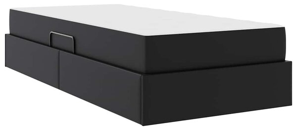 Krevet s madracem i skladištem s madracem 2 pcs Crna Koža - Crna / 90 x 190 cm