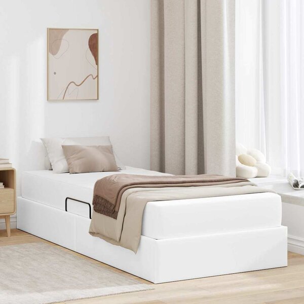 Krevet s madracem i skladištem s madracem 2 pcs Bijelo Koža - Bijela / 90 x 190 cm