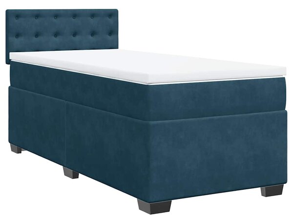 Box spring krevet s madracem plavi 80 x 200 cm baršunasti - Plava / 80 x 200 cm