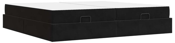 Okvir kreveta s madracem s madracem 2 pcs Crna Baršun - Crna / 200 x 200 cm