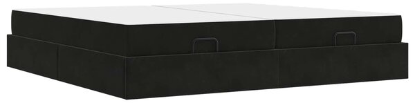 Okvir kreveta s madracem s madracem 2 pcs Crna Baršun - Crna / 200 x 200 cm