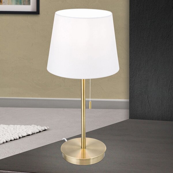 ORION Ludwig stolna lampa s USB priključkom bijela/stari mesing, Bronca / stari mesing, Dnevni boravak/blagovaonica, Metal
