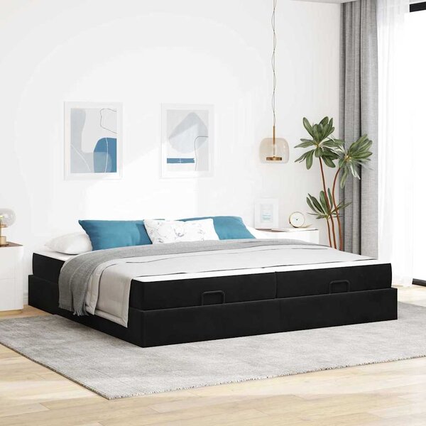 Okvir kreveta s madracem s madracem 2 pcs Crna Baršun - Crna / 200 x 200 cm