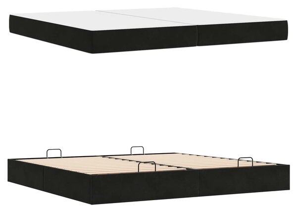 Okvir kreveta s madracem s madracem 2 pcs Crna Baršun - Crna / 200 x 200 cm