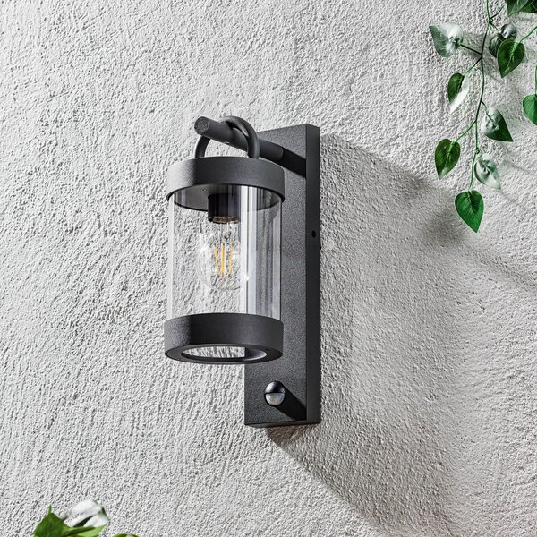 Trio Lighting Zambesi vanjska zidna lampa, senzor pokreta, antracit, Crno, Aluminij, fenjer