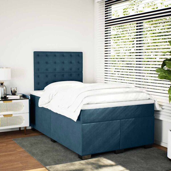 Krevet s oprugama i madracem plavi 120 x 190 cm baršun - Plava / 120 x 190 cm