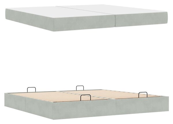 Okvir kreveta s madracem s madracem 2 pcs Svjetlosiva Baršun - Svjetlosiva / 200 x 200 cm