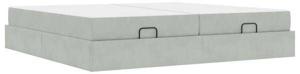 Okvir kreveta s madracem s madracem 2 pcs Svjetlosiva Baršun - Svjetlosiva / 200 x 200 cm