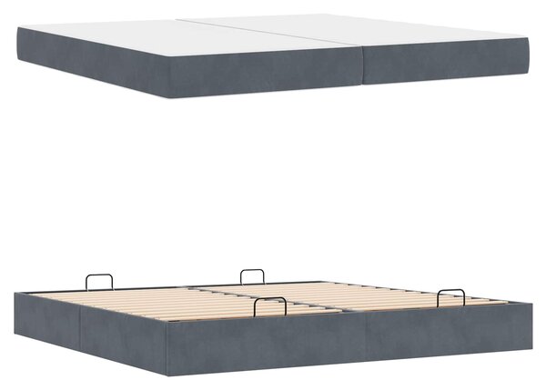 Okvir kreveta s madracem s madracem 2 pcs Siva nijansa Baršun - Zagasitosiva / 200 x 200 cm