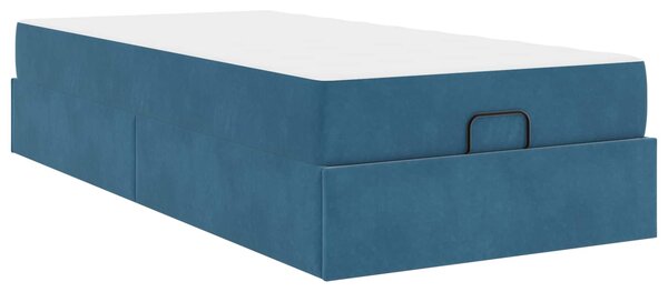 Okvir kreveta s madracem 2 pcs Plava Baršun - Plava / 80 x 200 cm