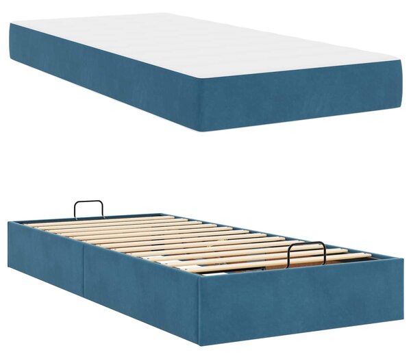 Okvir kreveta s madracem 2 pcs Plava Baršun - Plava / 80 x 200 cm