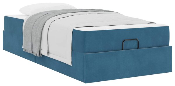 Okvir kreveta s madracem 2 pcs Plava Baršun - Plava / 80 x 200 cm