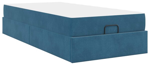 Okvir kreveta s madracem 2 pcs Plava Baršun - Plava / 80 x 200 cm
