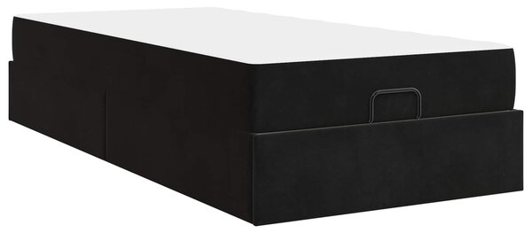 Okvir kreveta s madracem 2 pcs Crna Baršun - Crna / 90 x 190 cm