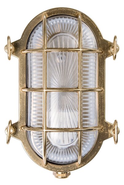 Moretti Luce Zidna lampa Tortuga ovalna 22,5cm mesing natur/prozirna, prigušiva, Zlato / mjed, Metal