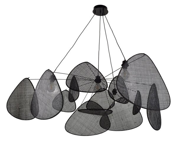 MARKET SET viseća svjetiljka Paravan XXL, 90 cm, crna, ratan, prigušiva, Crno, Dnevni boravak/blagovaonica, Drvo