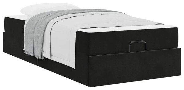 Okvir kreveta s madracem 2 pcs Crna Baršun - Crna / 90 x 190 cm