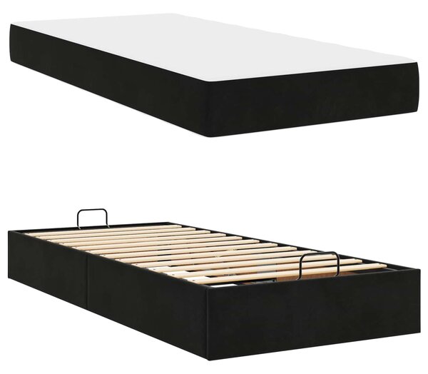 Okvir kreveta s madracem 2 pcs Crna Baršun - Crna / 90 x 190 cm