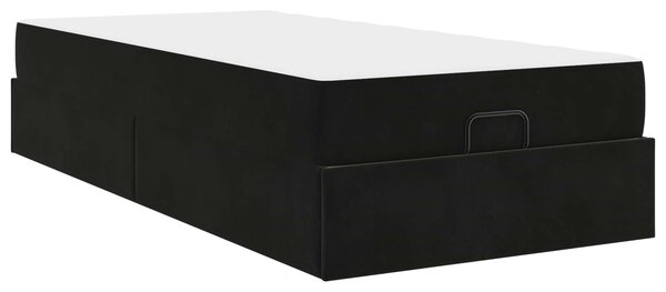 Okvir kreveta s madracem 2 pcs Crna Baršun - Crna / 90 x 190 cm