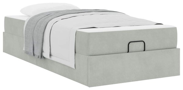 Okvir kreveta s madracem 2 pcs Svjetlosiva Baršun - Svjetlosiva / 90 x 200 cm