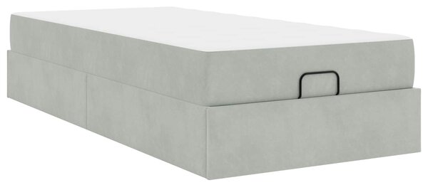 Okvir kreveta s madracem 2 pcs Svjetlosiva Baršun - Svjetlosiva / 90 x 200 cm