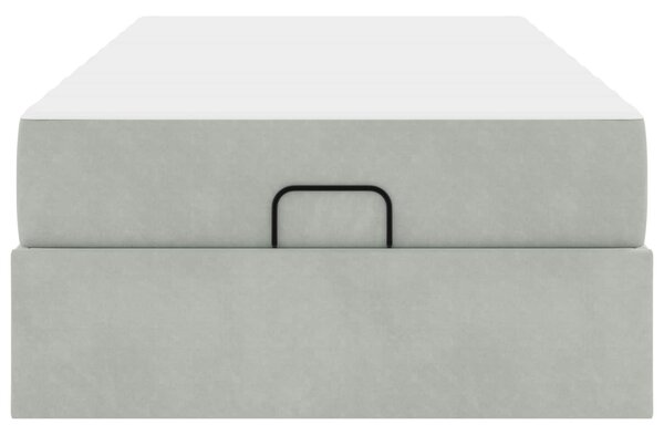Okvir kreveta s madracem 2 pcs Svjetlosiva Baršun - Svjetlosiva / 90 x 200 cm