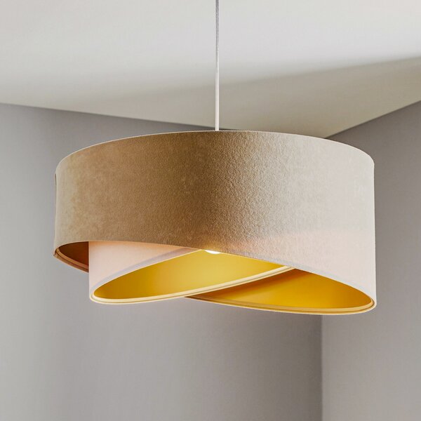 Maco Design Viseća lampa Vivien, trobojna, krem/bijela/zlatna, prigušiva, Bež, Dnevni boravak/blagovaonica, Tkanina / tekstil