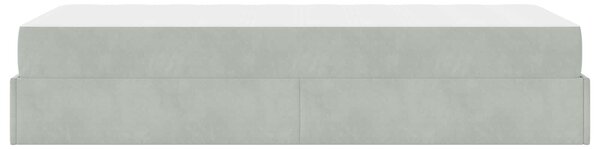 Okvir kreveta s madracem 2 pcs Svjetlosiva Baršun - Svjetlosiva / 90 x 200 cm