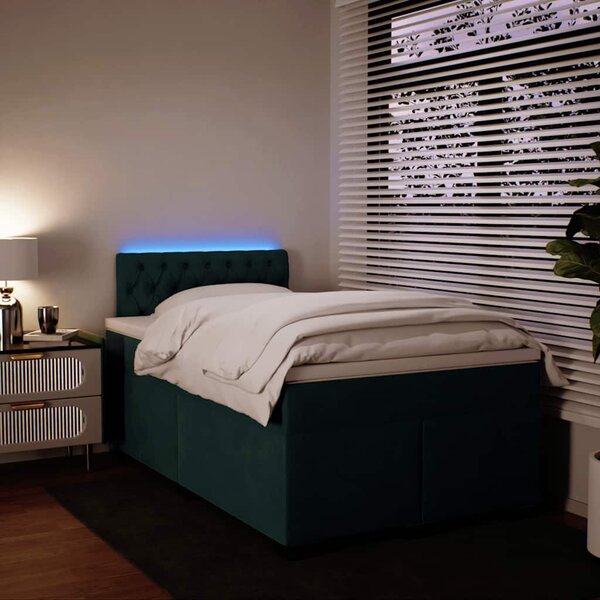 Box spring krevet s madracem tamnozeleni 120x200 cm baršunasti - Zelena / 120 x 200 cm