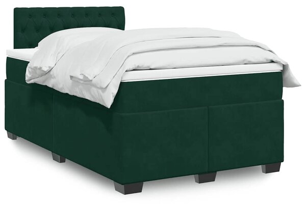 Box spring krevet s madracem tamnozeleni 120x200 cm baršunasti - Zelena / 120 x 200 cm