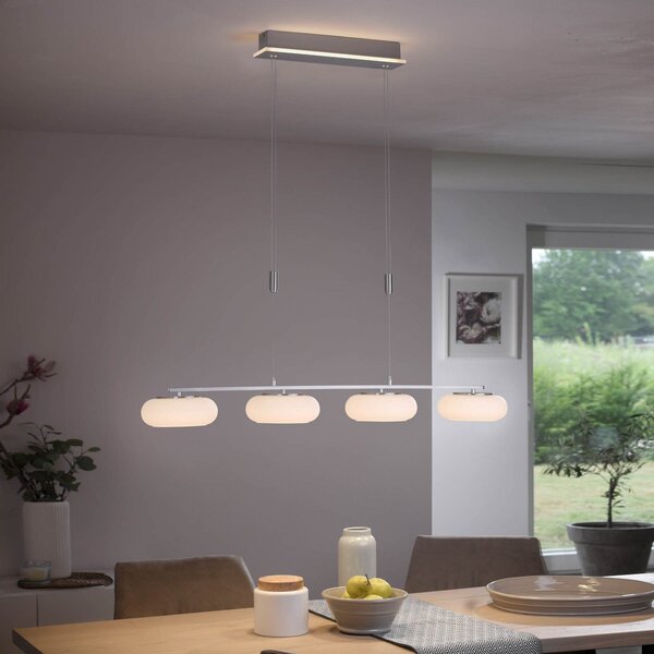 Q-Smart-Home Paul Neuhaus Q-ETIENNE LED viseća svjetiljka, 4 žarulje, prigušiva, Sivo, Dnevni boravak/blagovaonica, Metal