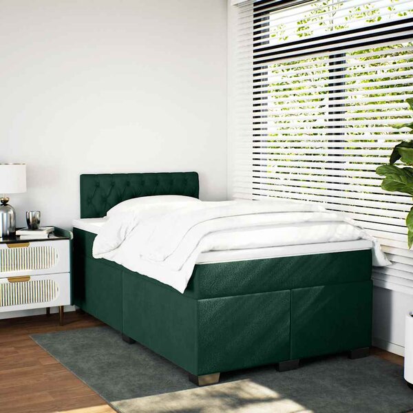 Box spring krevet s madracem tamnozeleni 120x200 cm baršunasti - Zelena / 120 x 200 cm