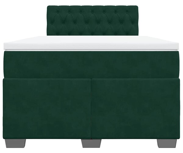 Box spring krevet s madracem tamnozeleni 120x200 cm baršunasti - Zelena / 120 x 200 cm