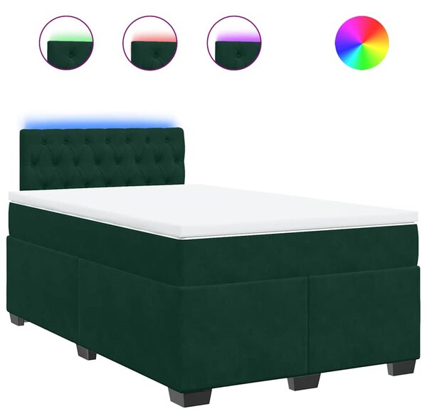 Box spring krevet s madracem tamnozeleni 120x200 cm baršunasti - Zelena / 120 x 200 cm