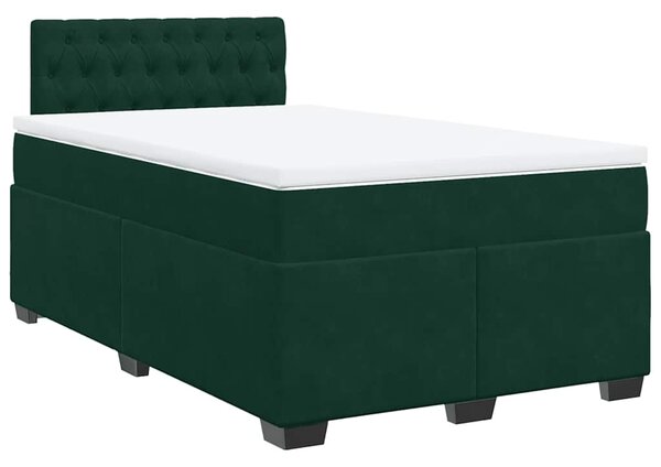 Box spring krevet s madracem tamnozeleni 120x200 cm baršunasti - Zelena / 120 x 200 cm