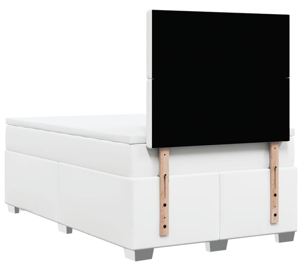 Krevet s oprugama i madracem bijeli 120x200 cm od umjetne kože - Bijela / 120 x 200 cm