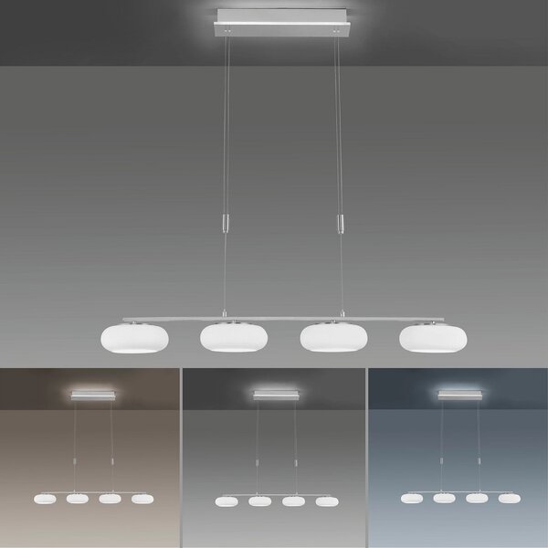 Q-Smart-Home Paul Neuhaus Q-ETIENNE LED viseća svjetiljka, 4 žarulje, prigušiva, Sivo, Dnevni boravak/blagovaonica, Metal