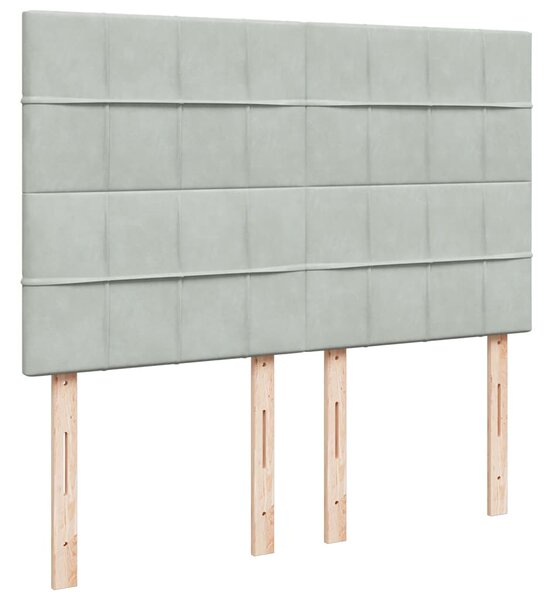 Krevet s oprugama i madracem svjetlosivi 140x190 cm baršunasti - Siva / 140 x 190 cm
