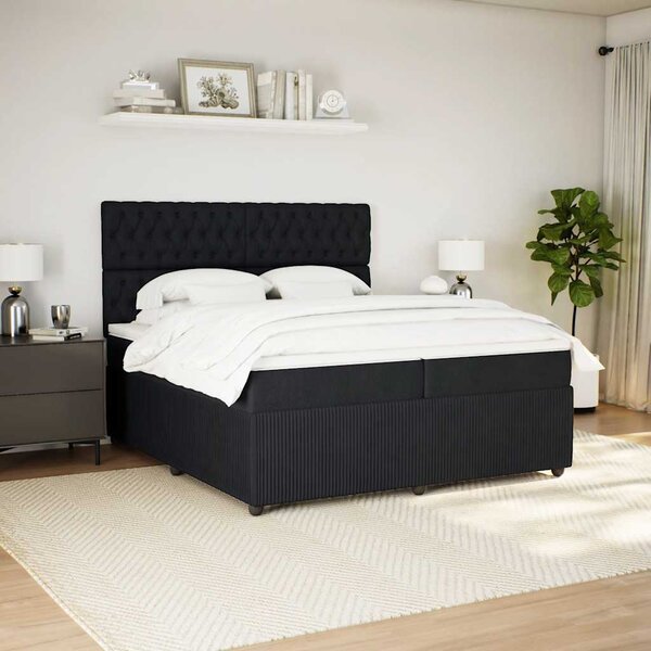 Krevet s oprugama i madracem crni 200x200 cm baršunasti - Crna / 200 x 200 cm