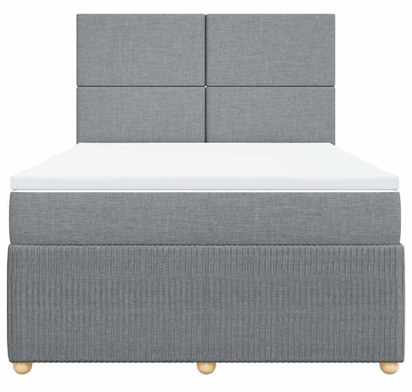 Krevet s oprugama i madracem svjetlosivi 140x190 cm od tkanine - Siva / 140 x 190 cm