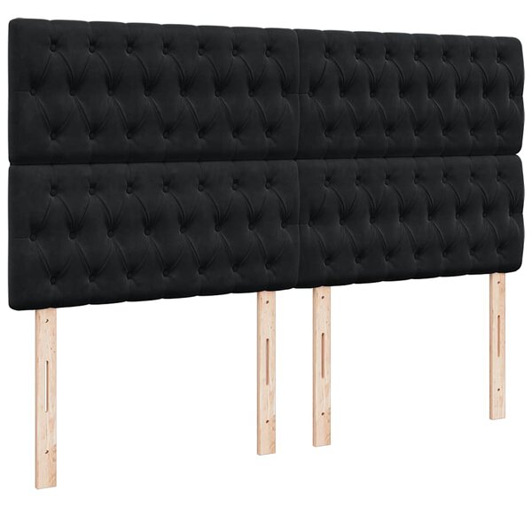 Krevet s oprugama i madracem crni 200x200 cm baršunasti - Crna / 200 x 200 cm