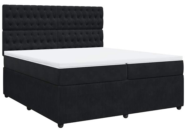 Krevet s oprugama i madracem crni 200x200 cm baršunasti - Crna / 200 x 200 cm
