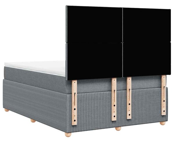 Krevet s oprugama i madracem svjetlosivi 140x190 cm od tkanine - Siva / 140 x 190 cm