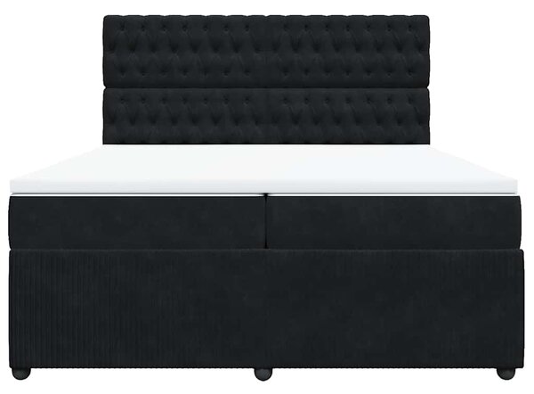 Krevet s oprugama i madracem crni 200x200 cm baršunasti - Crna / 200 x 200 cm