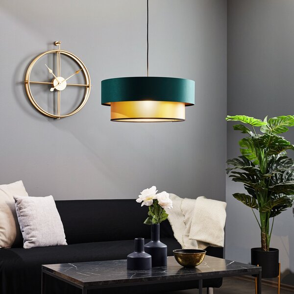 Maco Design Viseća lampa Dorina, zelena/zlatna Ø 50cm, prigušiva, Zelena, Dnevni boravak/blagovaonica, Plastika