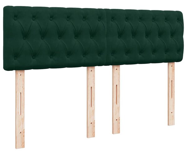 Krevet s oprugama i madracem tamnozeleni 140x190 cm baršunasti - Zelena / 140 x 190 cm